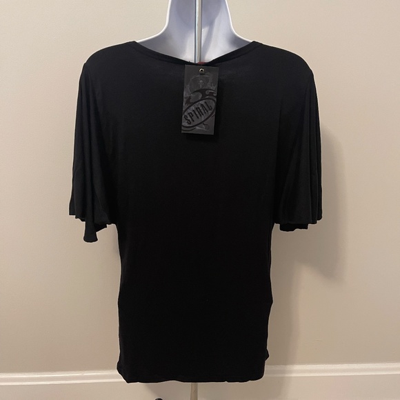 Bat's Heart Boat Neck Bat Sleeve Black Size Medium - Picture 2 of 4